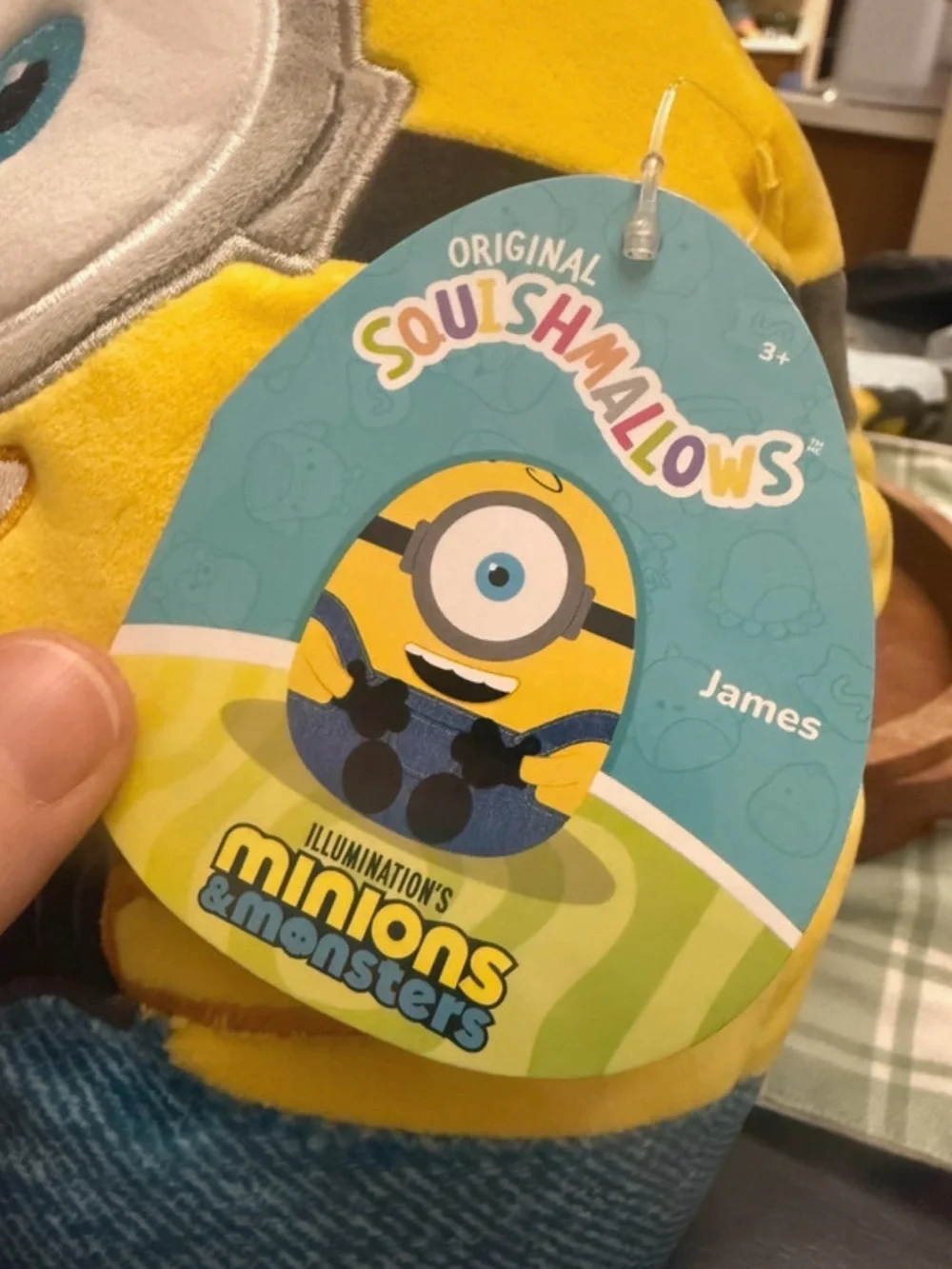 Squishmallows Yellow Minion Plush Backpack with Blue Eye